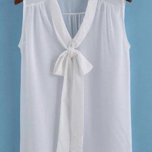 Shein Bow tie white chiffon shirt